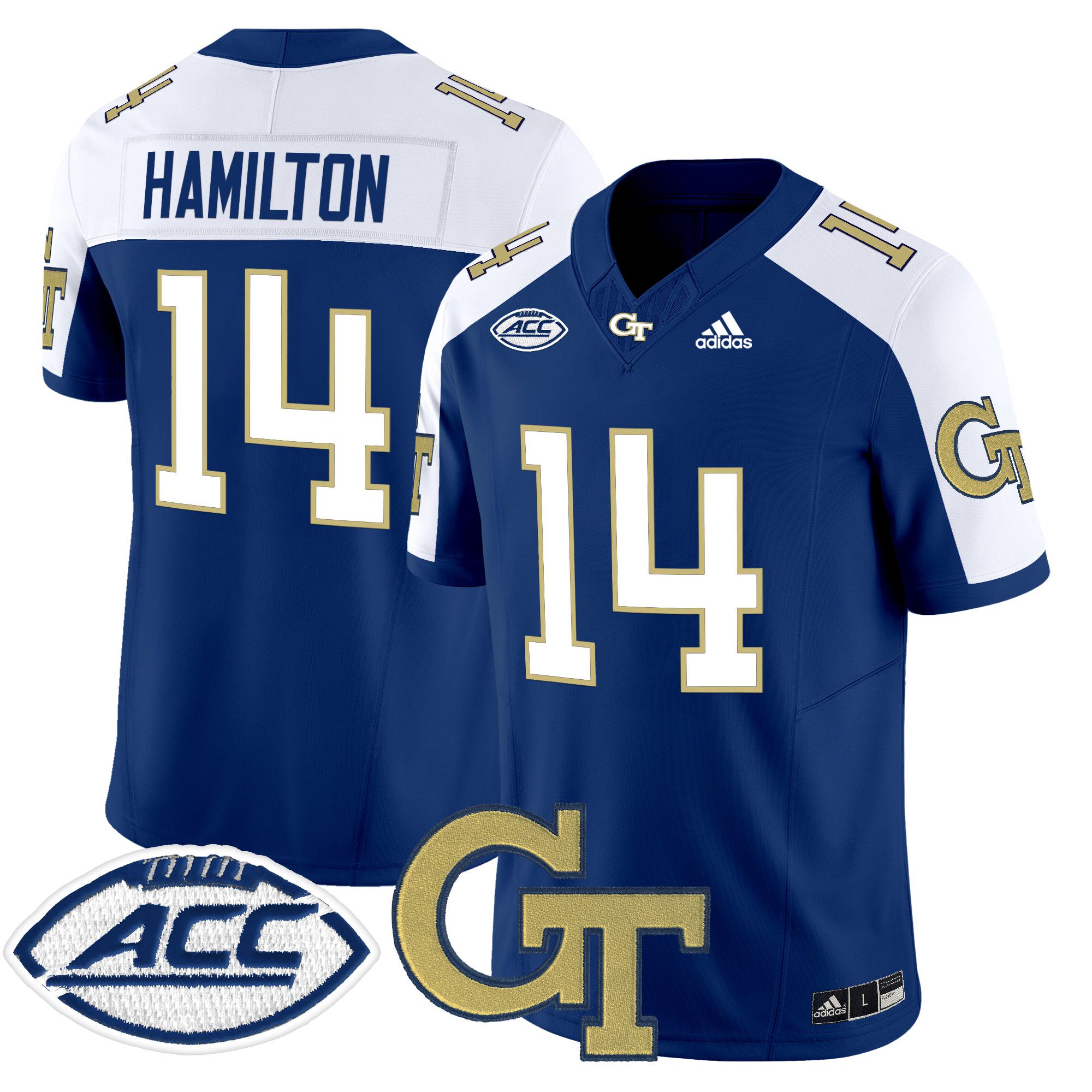 Men Georgia Tech #14 Hamilton Blue Asidas 2024 Vapor Limited NCAA Jersey